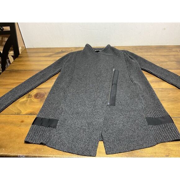 Athleta Thermolite Sentinel Sweater Wrap Grey Ribbed Merino Wool Cardigan Sz XS - Picture 7 of 12